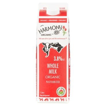 Harmony Organic Organic Whole Milk 3.8% M.F. 1L