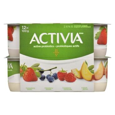 Activia Strawberry Blueberry Raspberry Peach Probiotic Yogurt 12x100g
